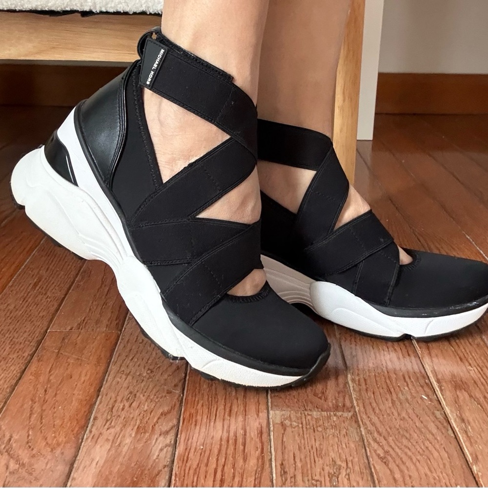 Michael Kors Black and White Crisscross Sneakers